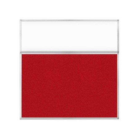Versare Hush Panel Configurable Cubicle Partition 6' x 6' W/ Window Red Fabric Clear Window 1852350-2